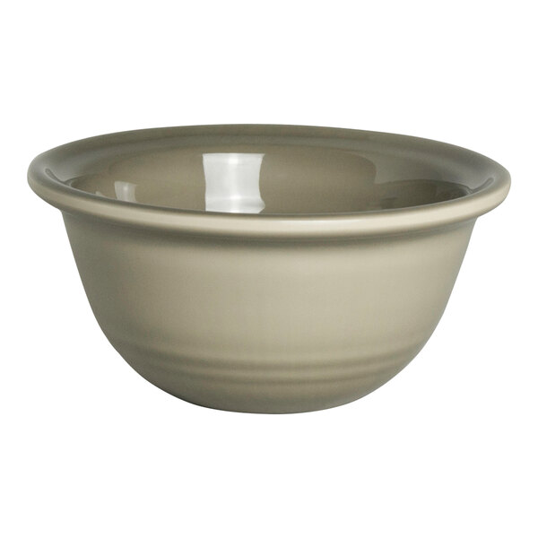 A gray melamine round bowl with a smooth finish.