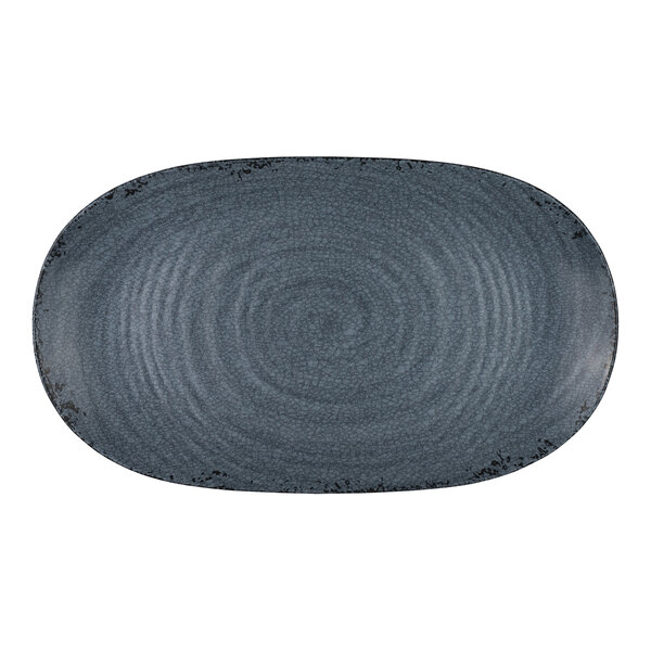 A large oval slate-colored melamine platter.