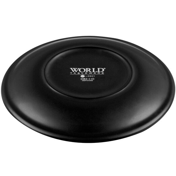 An 11-inch onyx satin matte porcelain coupe plate from Libbey's Driftstone collection.