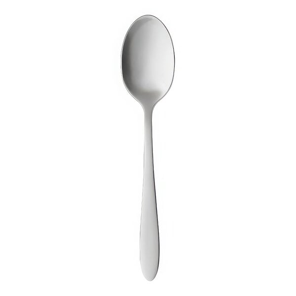 A stainless steel teaspoon with a simple, smooth design.