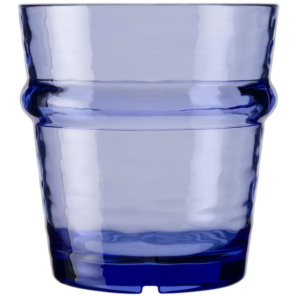 Libbey Infinium Wake 12 oz. Tidal Blue Tritan™ Plastic Stackable Rocks / Double Old Fashioned Glass - Sample