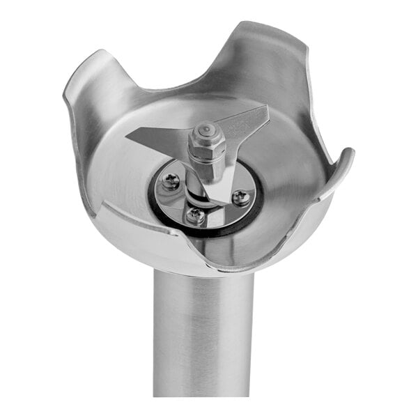 A stainless steel blending shaft attachment for commercial immersion blenders.