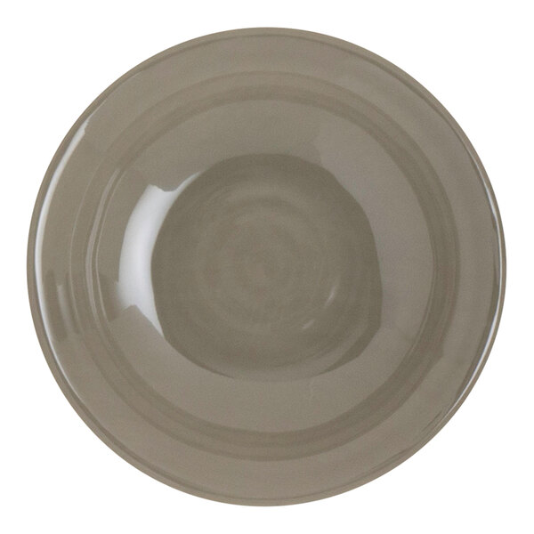 A small round gray melamine plate.