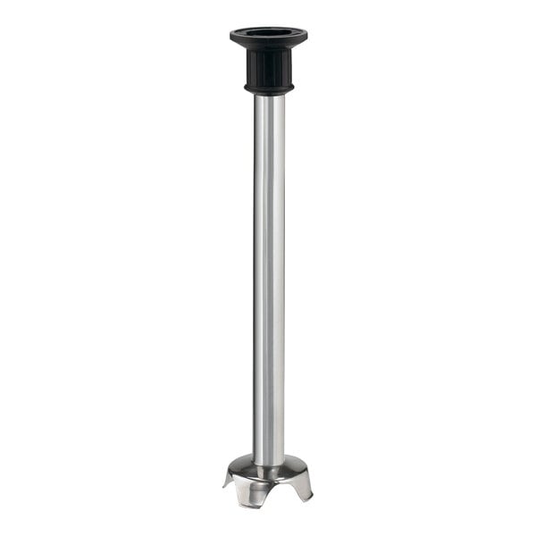 A stainless steel blending shaft attachment for commercial immersion blenders.