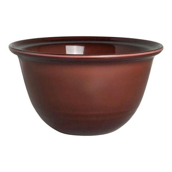 A large round red melamine bowl.