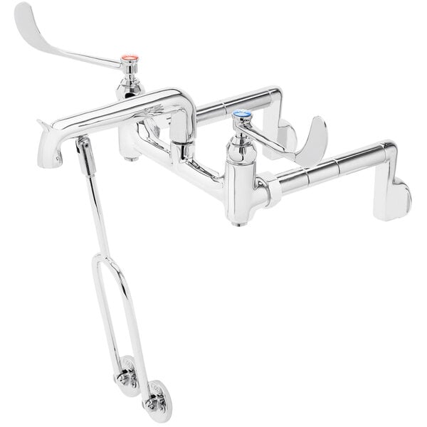 A chrome T&S mop sink faucet with wrist action handles.