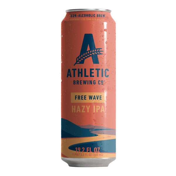 A 19.2 fl. oz. can of Athletic Brewing Co. Free Wave Non-Alcoholic Hazy IPA.