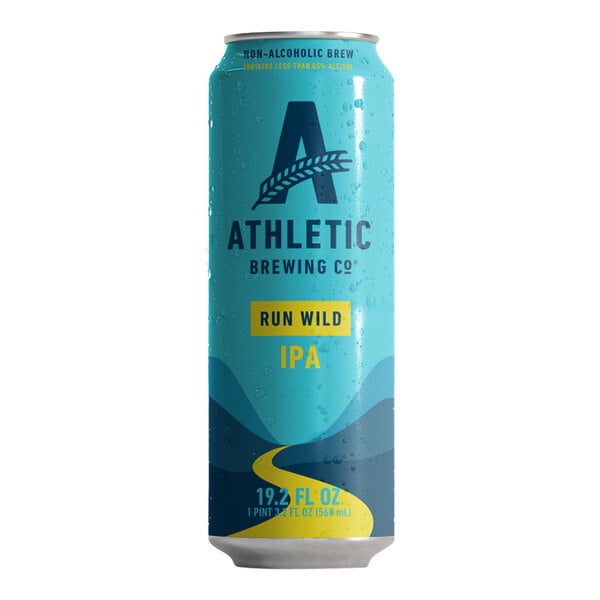A 19.2 fl. oz. can of Athletic Brewing Co. Run Wild Non-Alcoholic IPA.