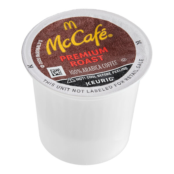 A single-serve McCafe Premium Roast Coffee Keurig K-Cup pod.