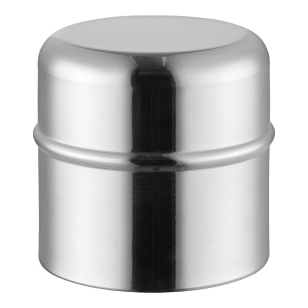 A round stainless steel cookie or biscuit cutter.