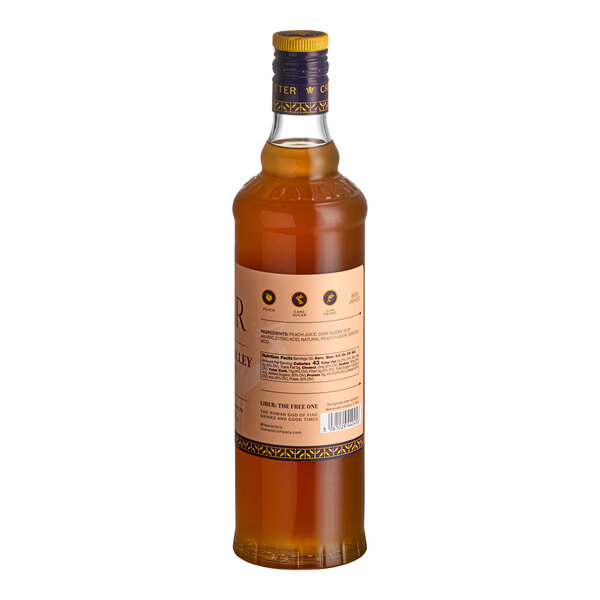 A 750 mL bottle of Liber & Co Yakima Valley Peach Syrup.