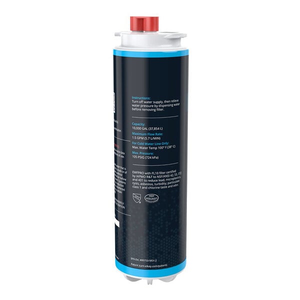 A cylindrical replacement water filter cartridge for bottle filling stations.