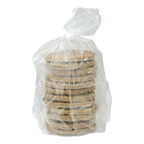A package of MorningStar Farms Grillers Original Plant-Based Vegetarian Burgers in a clear plastic bag.