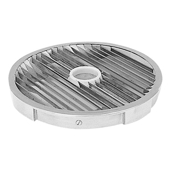 A round metal French fry plate with evenly spaced cutting blades, designed for use with a Hobart food processor.