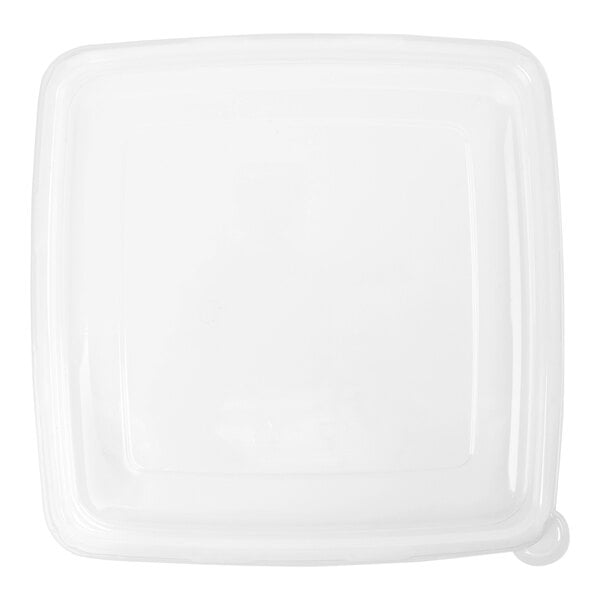 Fineline Conserveware Clear PETE Flat Lid for 9" Square Bagasse Take-Out Trays - 200/Case
