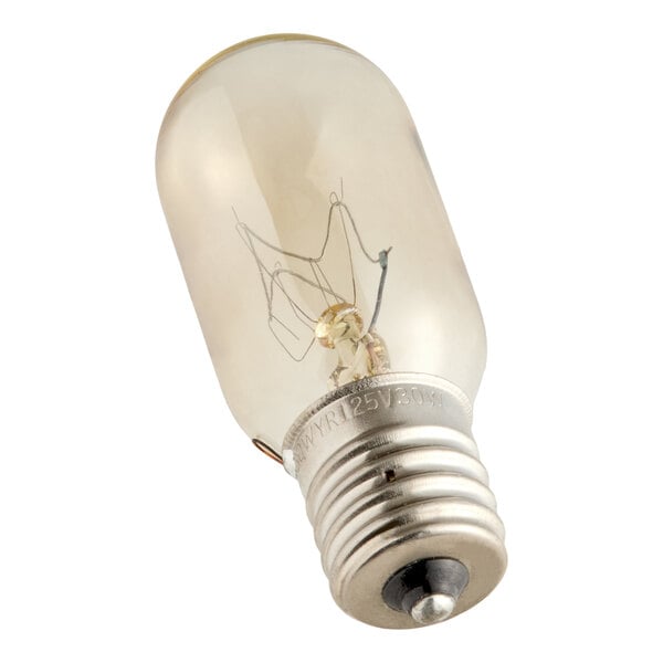 A clear incandescent light bulb with a metal screw base, designed for use in 1,200W stackable microwaves.