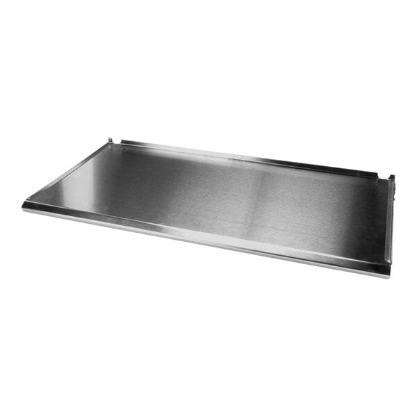 A stainless steel lid hood for a 10-inch prep table.