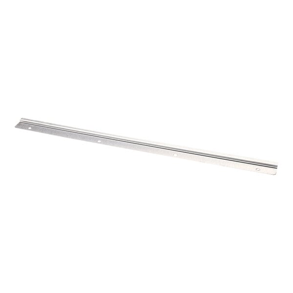 A long, narrow metal center gasket channel with pre-drilled holes.