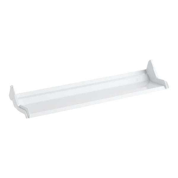A white plastic lower curtain assembly for an ice machine.
