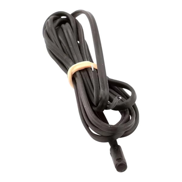 A black Dixell NTC temperature probe with a 54-inch cable, coiled and secured with a rubber band.