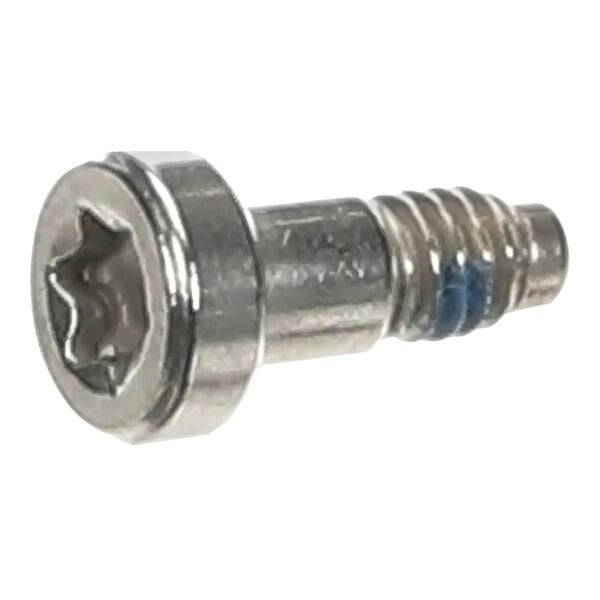 A metal low profile Torx screw with a shoulder and partial threading.