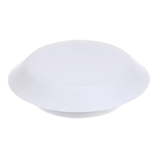 A white finish cap with a smooth, rounded design.
