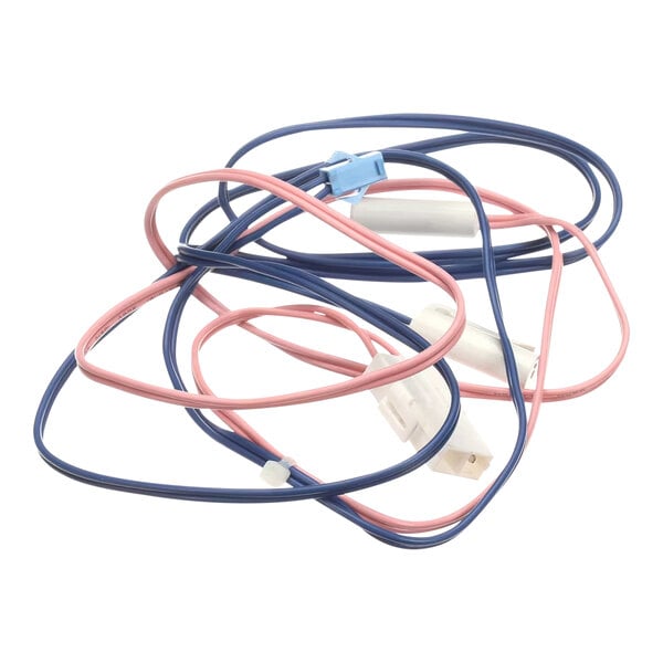 A blue and pink Turbo Air Refrigeration T8F6200401 sensor with connectors.
