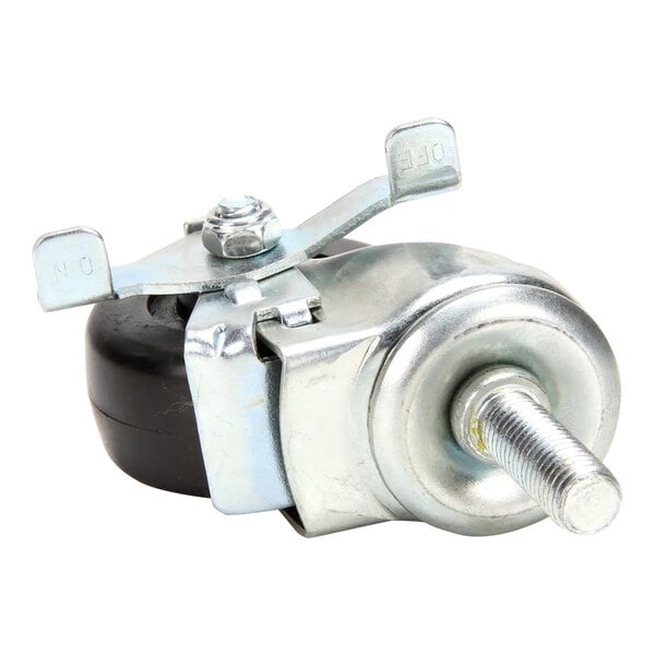 A metal and plastic caster wheel with a brake mechanism and threaded stem, designed for Turbo Air refrigeration units.