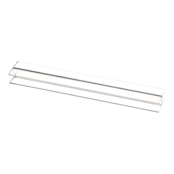 A clear, rectangular plastic channel alignment extrusion.