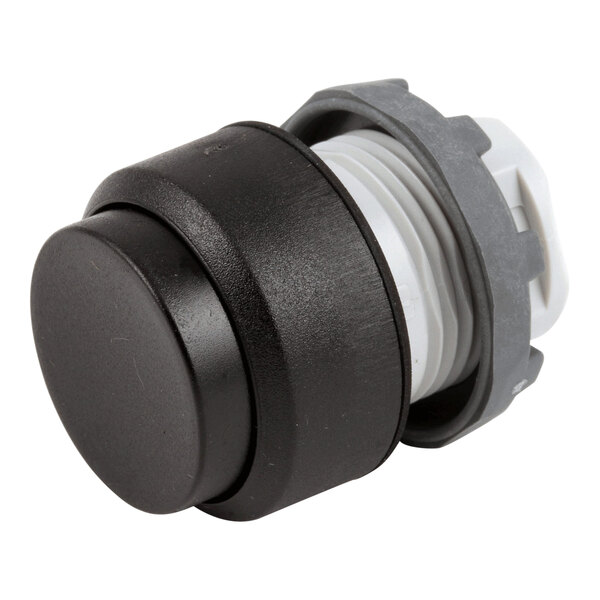 A black and gray pushbutton momentary switch.