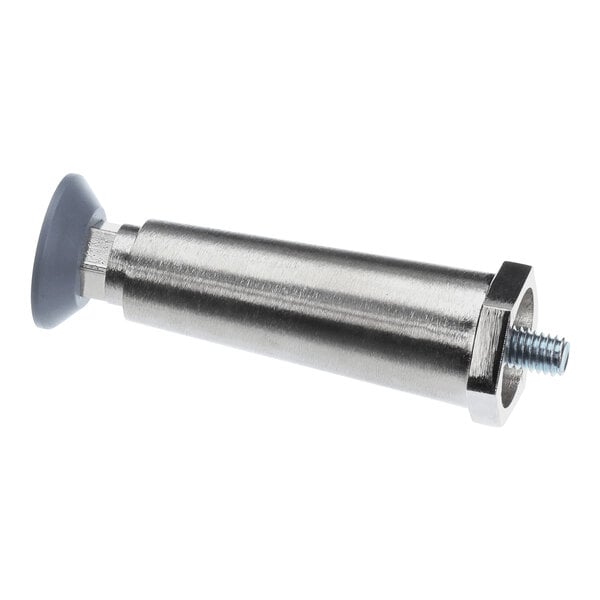 A die cast satin nickel leg with a threaded end and a rubber foot.