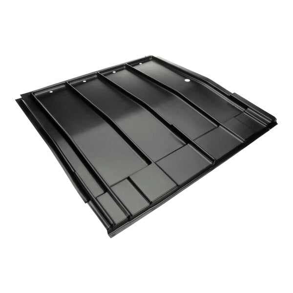 A black narrow display pan designed for Hussmann refrigeration units.