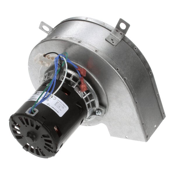 A metal blower assembly with an attached electric motor and wiring, designed for use in Blodgett equipment.