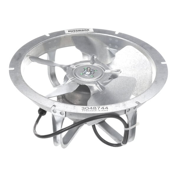 A metal fan assembly with four blades and four supporting legs, designed for electrical use.
