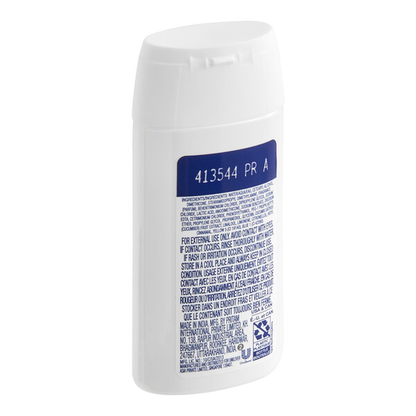 A small white bottle of Dove Cool Moisture cucumber conditioner designed for hotel and motel use.