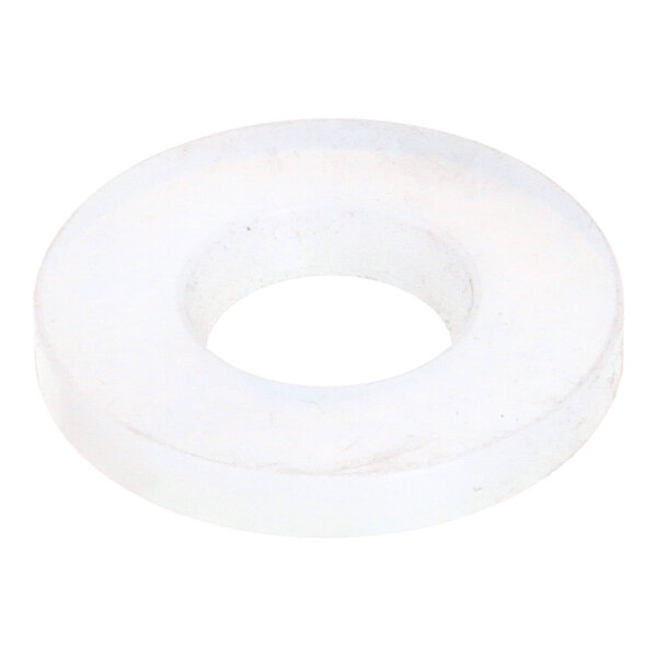 A white circular shaft seal with a central hole, used for machinery or equipment.