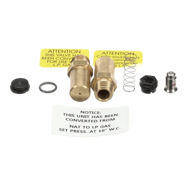 A Blodgett 30398 conversion kit for converting gas appliances to LP gas, including brass fittings, springs, seals, and labels.