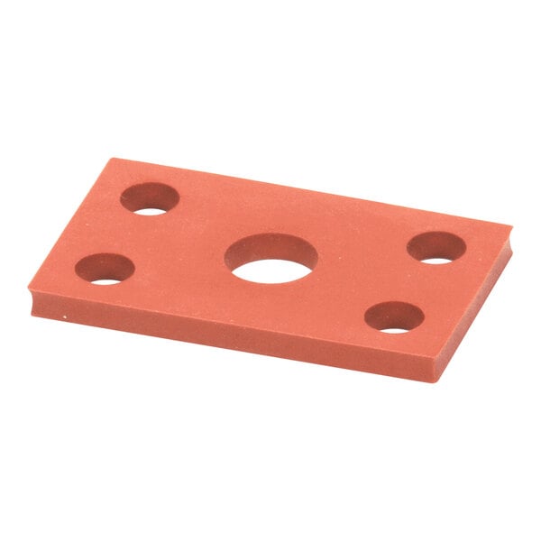 A rectangular red gasket with five circular holes, designed for use with a steam tube.