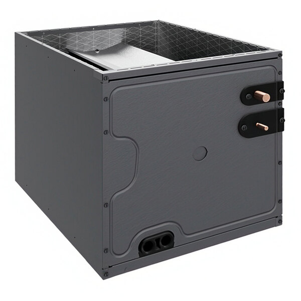A painted cased upflow/downflow aluminum evaporator coil for HVAC systems.