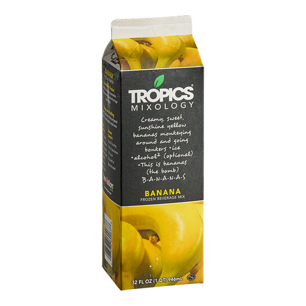 A 32 fl. oz. carton of Tropics Mixology Banana Frozen Beverage Mix.