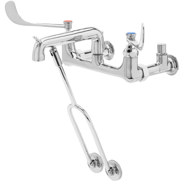 A chrome T&S mop sink faucet with wrist action handles.