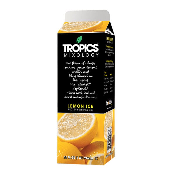Tropics Mixology Lemon Ice Frozen Beverage Mix 32 fl. oz. - 12/Case