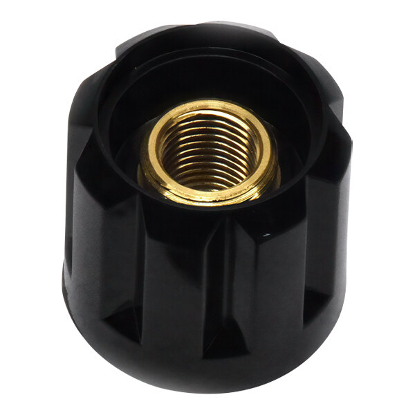 A black steam-water knob with a brass threaded insert for select Astra espresso machines.