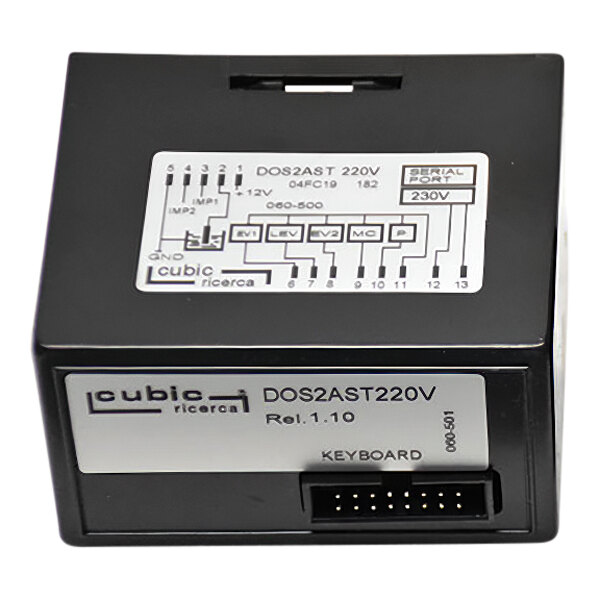 A black electronic control module labeled DOS2AST220V for Astra espresso machines.