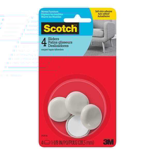 3M Scotch™ 1 1/8" Hard Plastic Adhesive Furniture Sliders - 24/Case