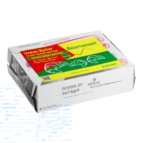 A case of Beurremont plant-based vegan salted lamination butter sheets.