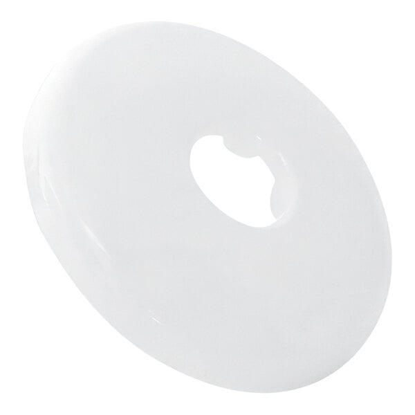 A white ABS plastic flange with a central opening, designed for 5/8-inch CTS pipes.