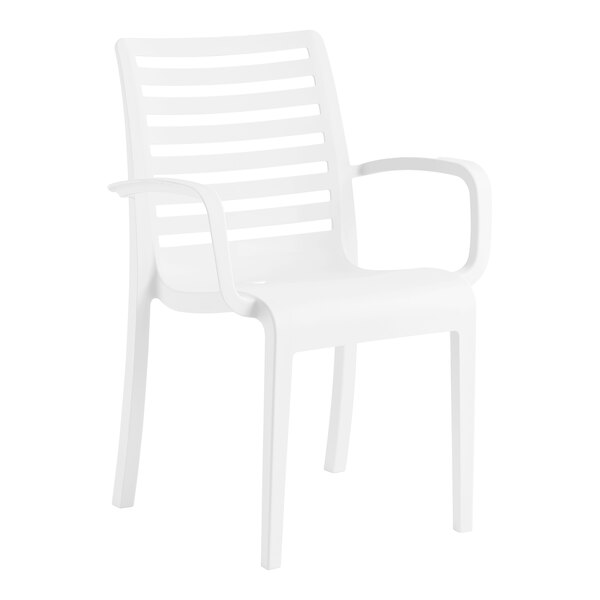 Grosfillex Astoria White Resin Stackable Outdoor Arm Chair