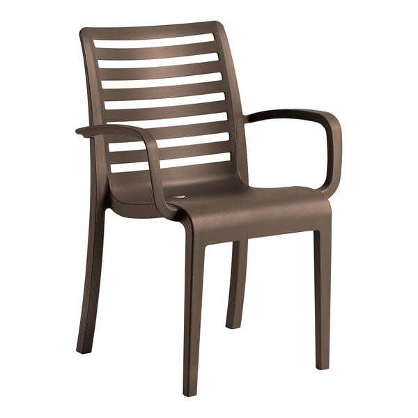 Grosfillex Astoria Bronze Resin Stackable Outdoor Arm Chair