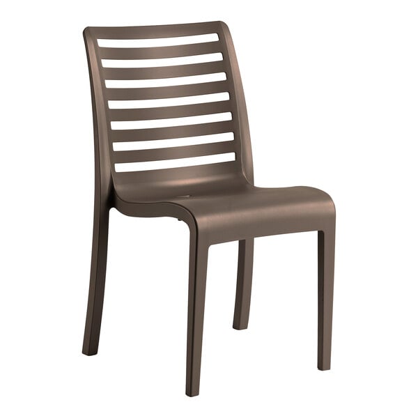 Grosfillex Astoria Bronze Resin Stackable Outdoor Side Chair